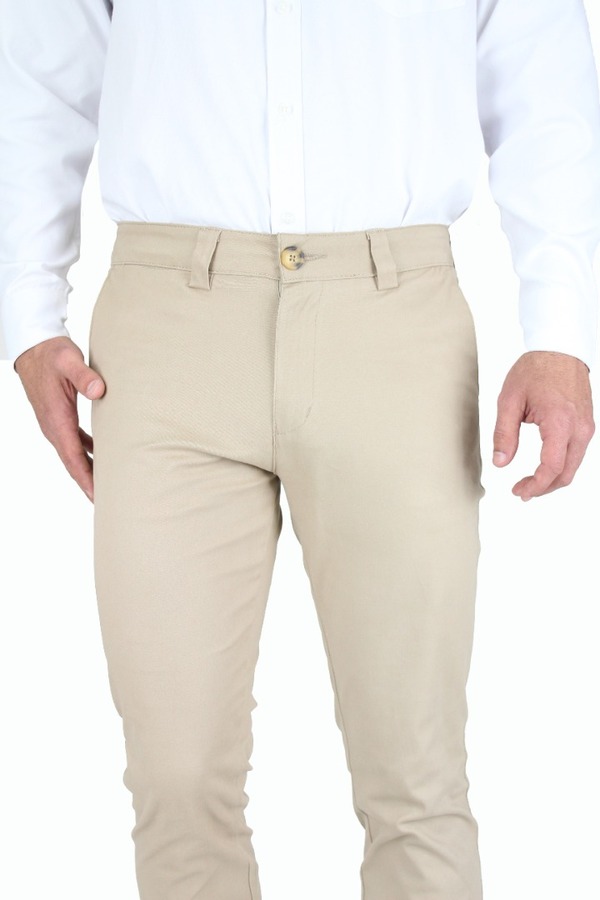 Pantalón Color Caki Estilo Chino De Algodón Para Caballero